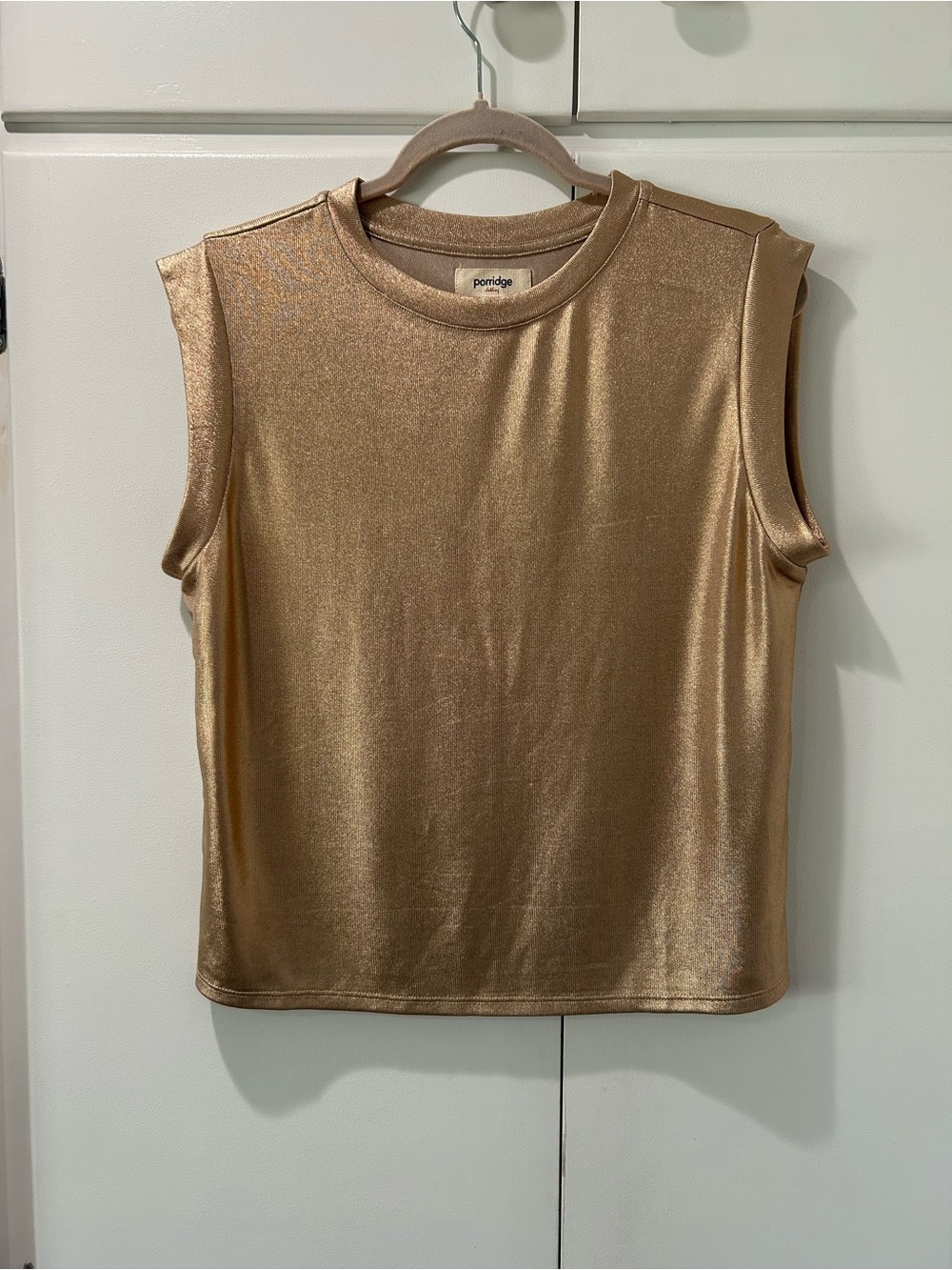 Anthropologie Porridge Metallic Gold Sleeveless Crewneck Tank S